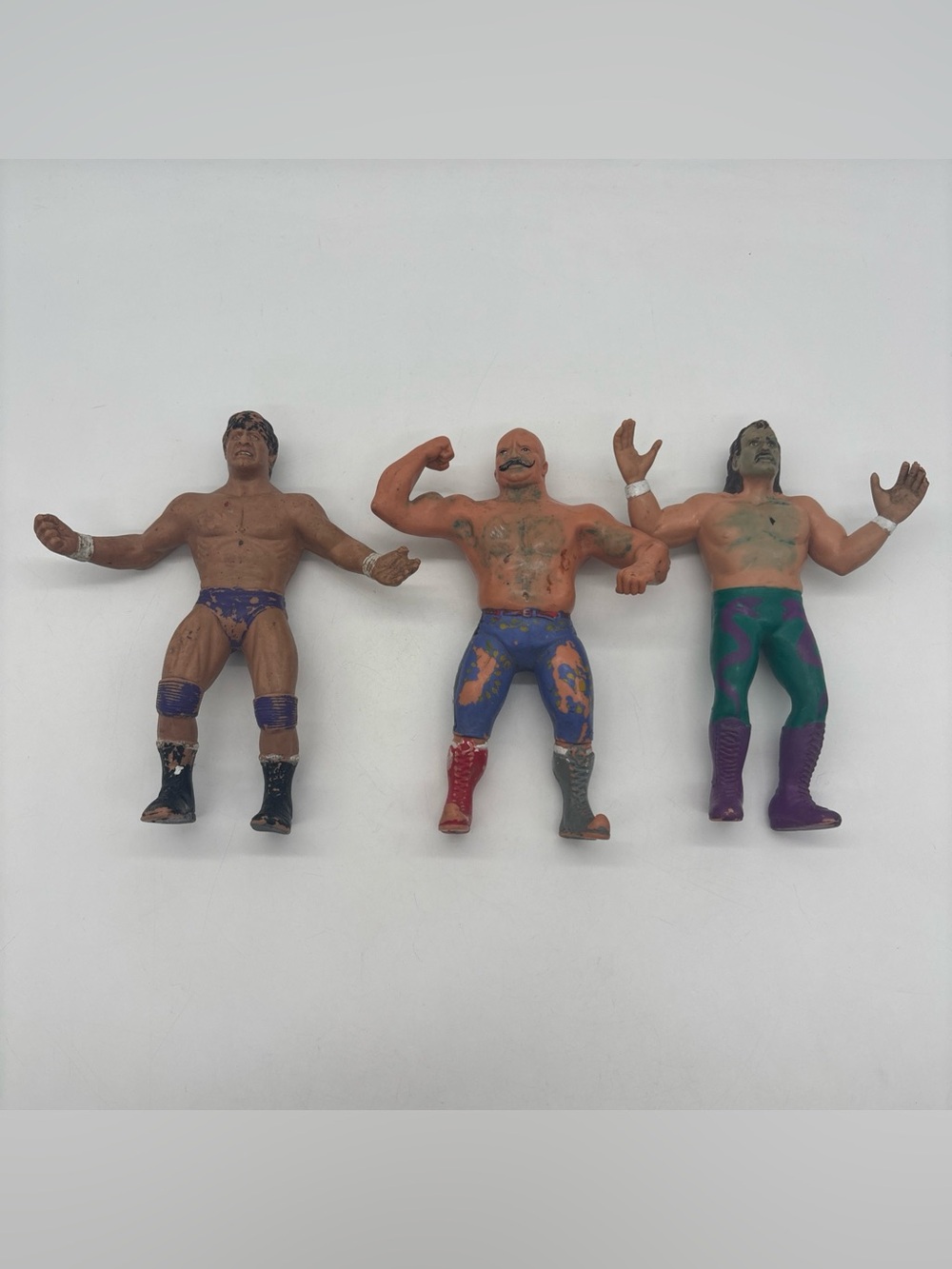 Lot of 3 WWF LJN Titan Sports Wrestlers 80's Vintage Action Figures Rubber